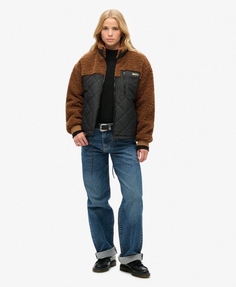 jaqueta híbrida de lã polar workwear na cor marrom bison