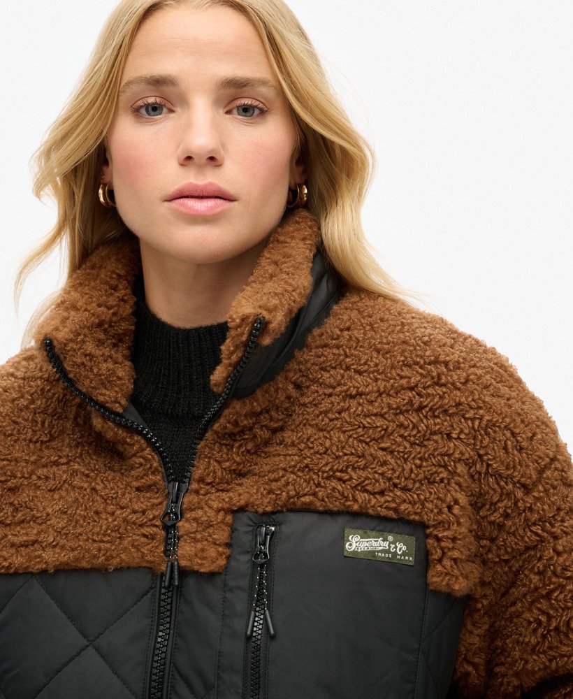 jaqueta híbrida de lã polar workwear na cor marrom bison
