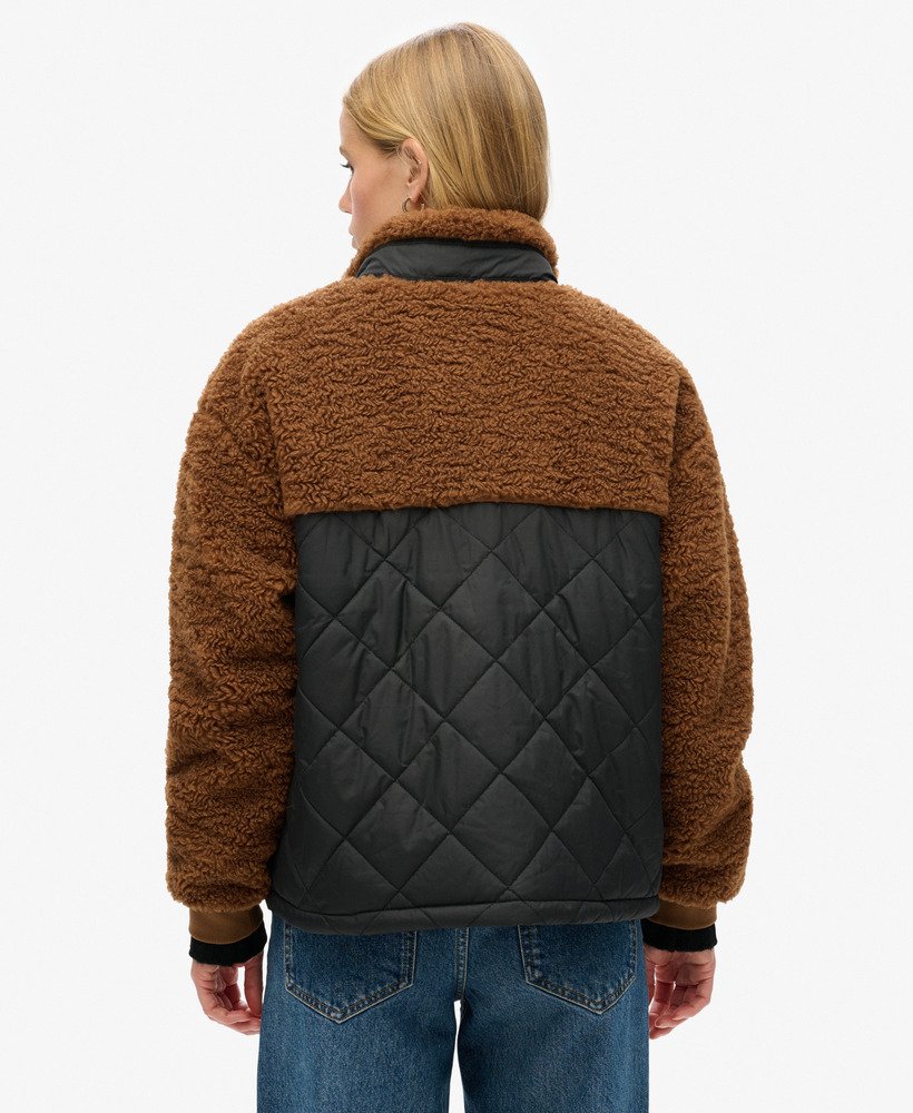 jaqueta híbrida de lã polar workwear na cor marrom bison