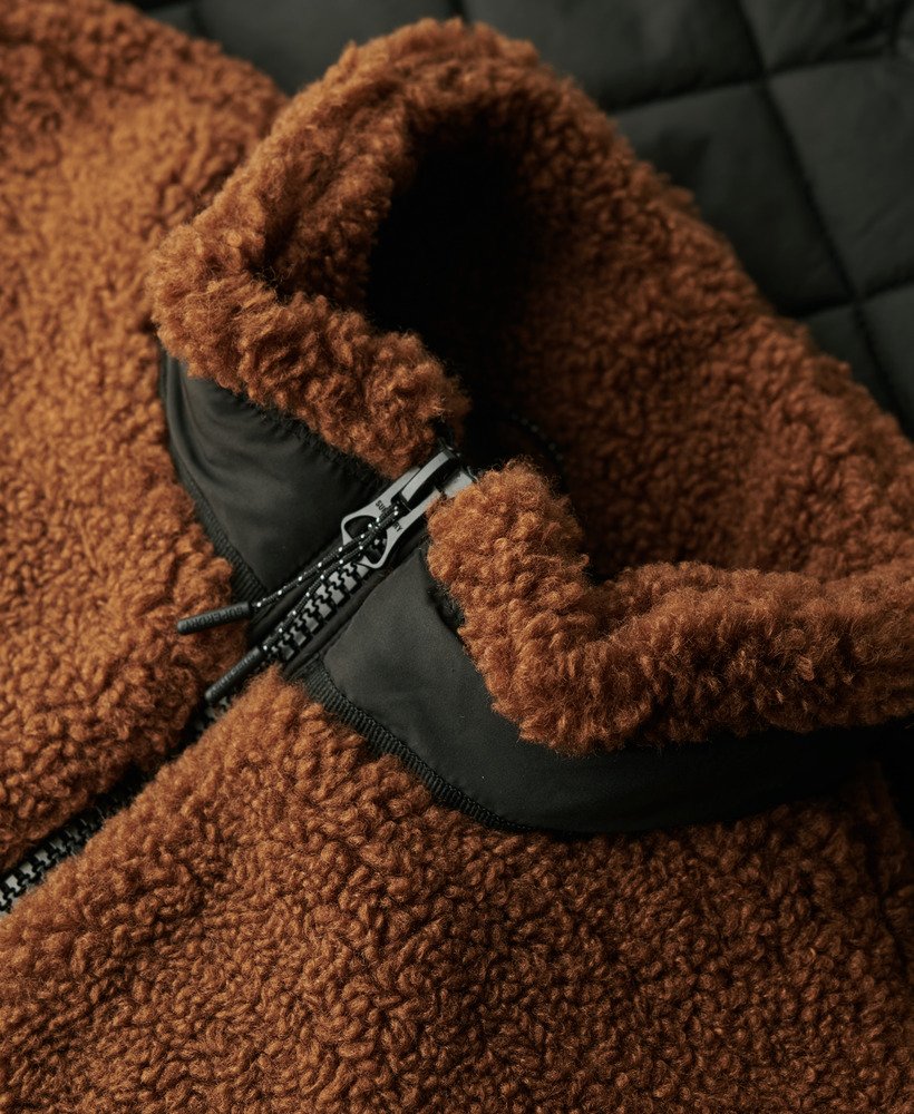 jaqueta híbrida de lã polar workwear na cor marrom bison
