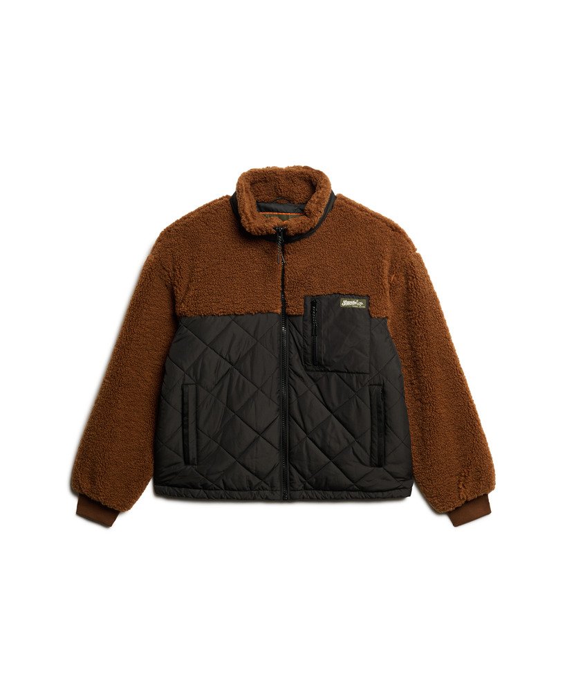 jaqueta híbrida de lã polar workwear na cor marrom bison