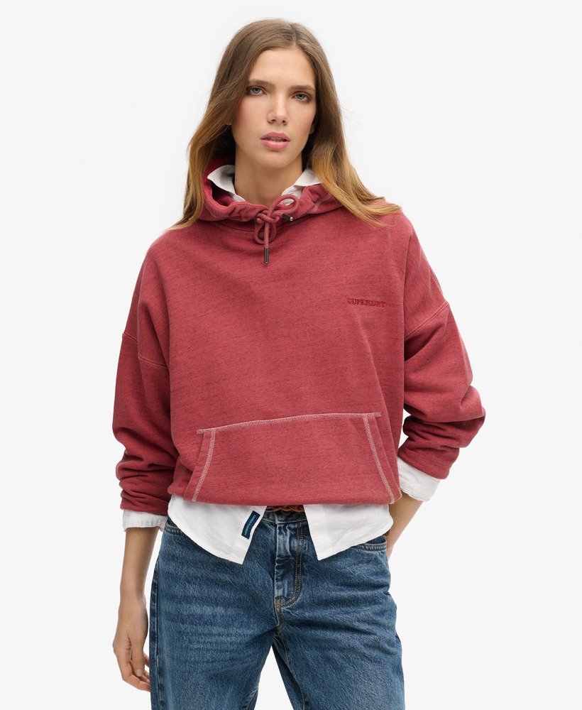 moletom com capuz essential logo overdyed na cor rich port