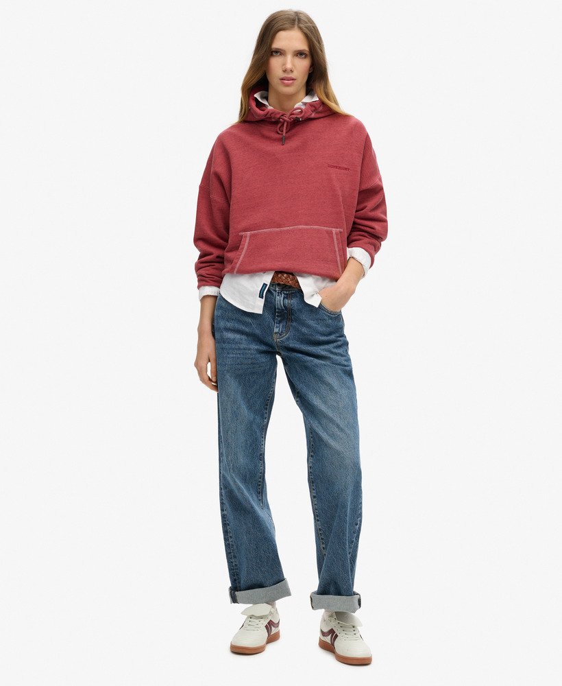 moletom com capuz essential logo overdyed na cor rich port