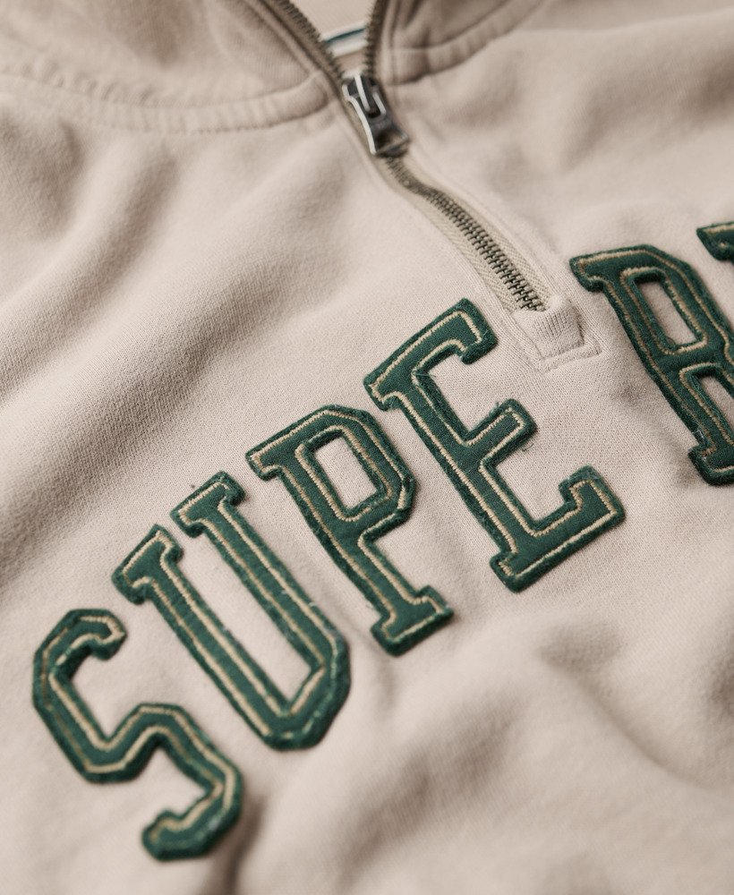 moletom athletic essentials com meio zíper e apliques na cor cinza-claro