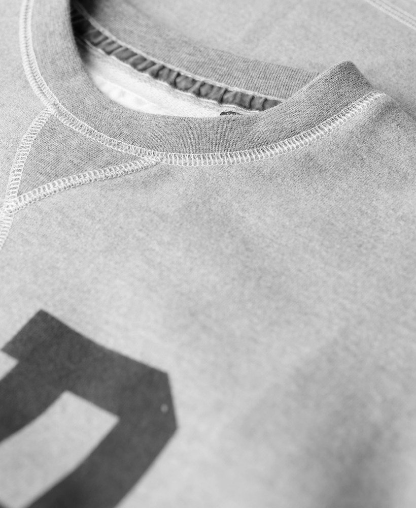 moletom cropped folgado athletic essentials na cor cinza mesclado.
