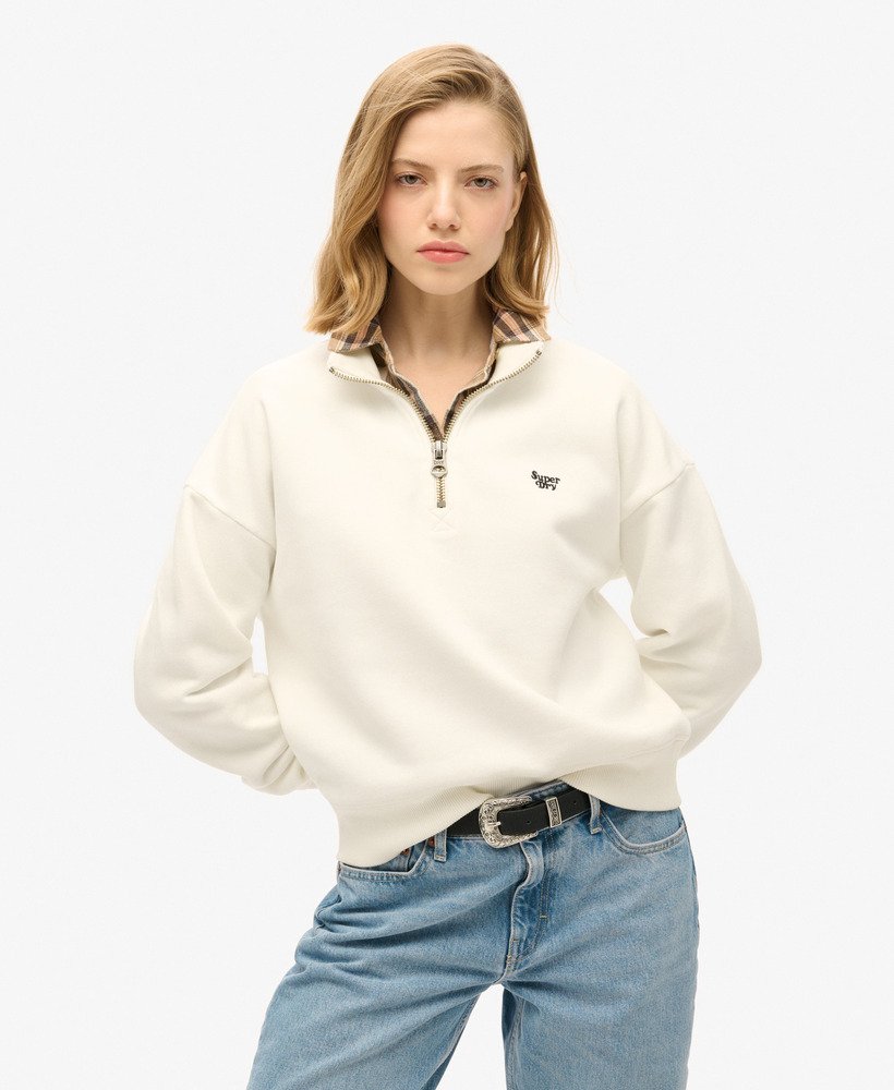 moletom essential com meio zíper na cor off white