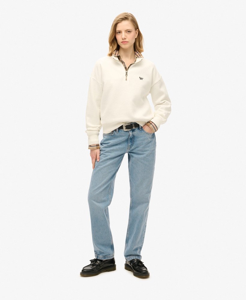 moletom essential com meio zíper na cor off white