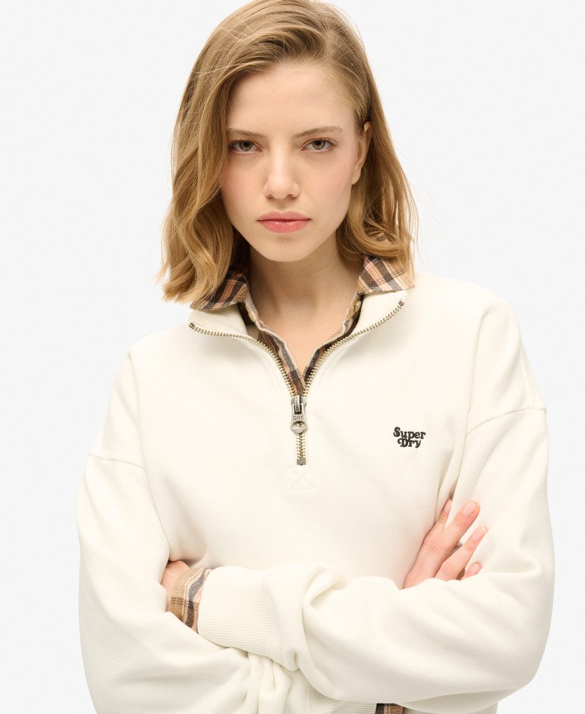 moletom essential com meio zíper na cor off white