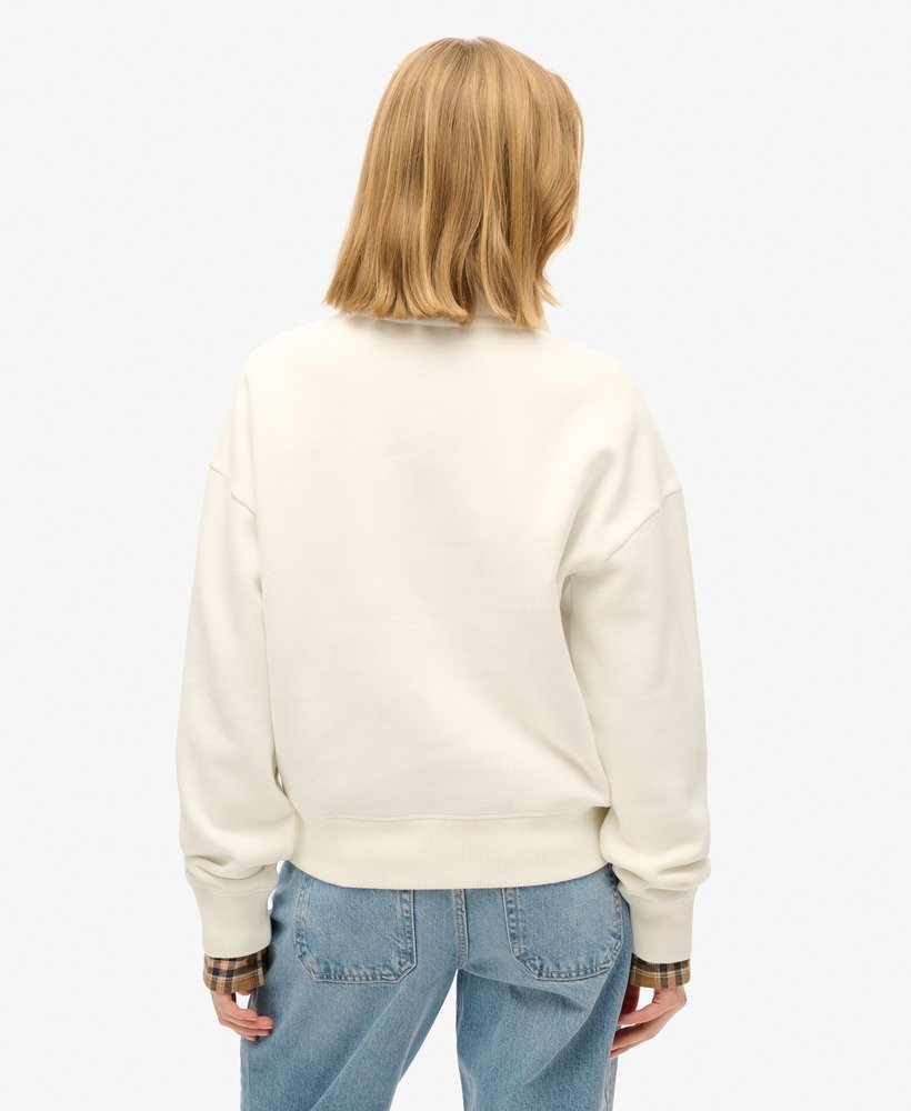 moletom essential com meio zíper na cor off white