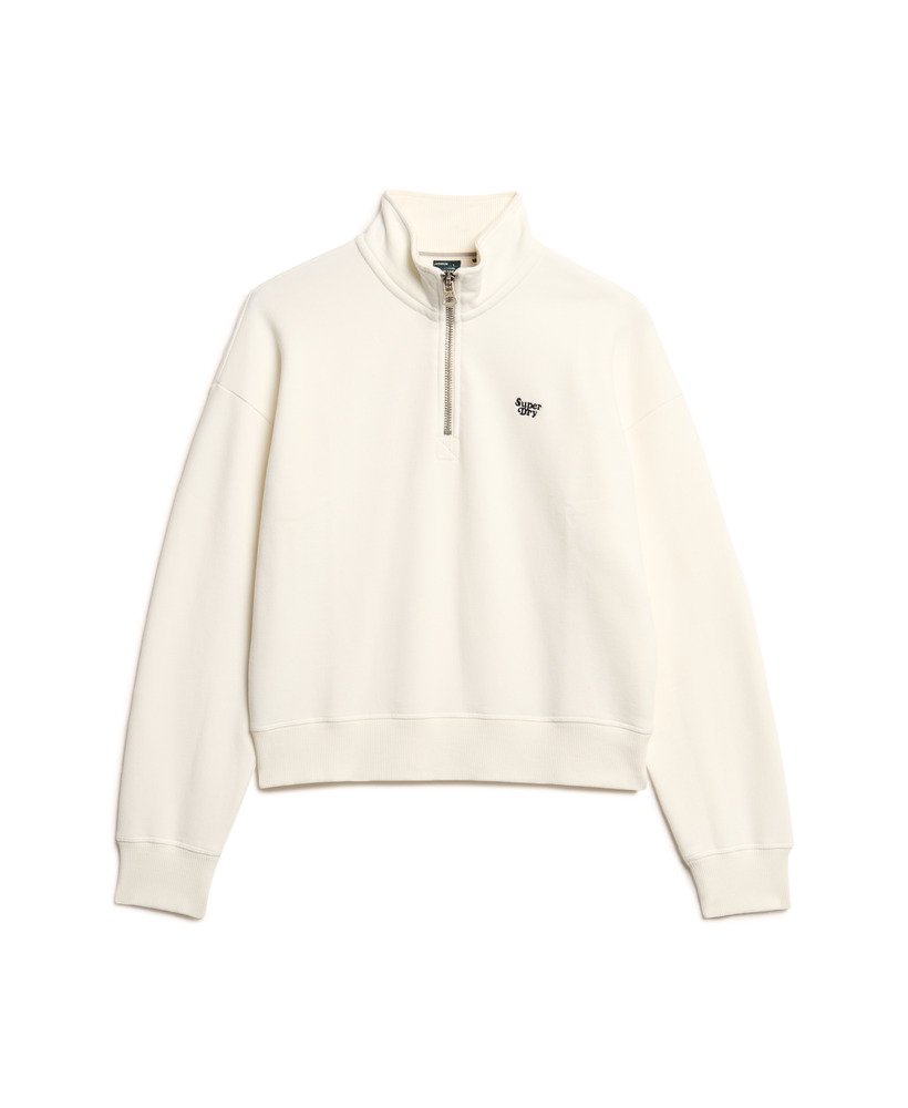 moletom essential com meio zíper na cor off white