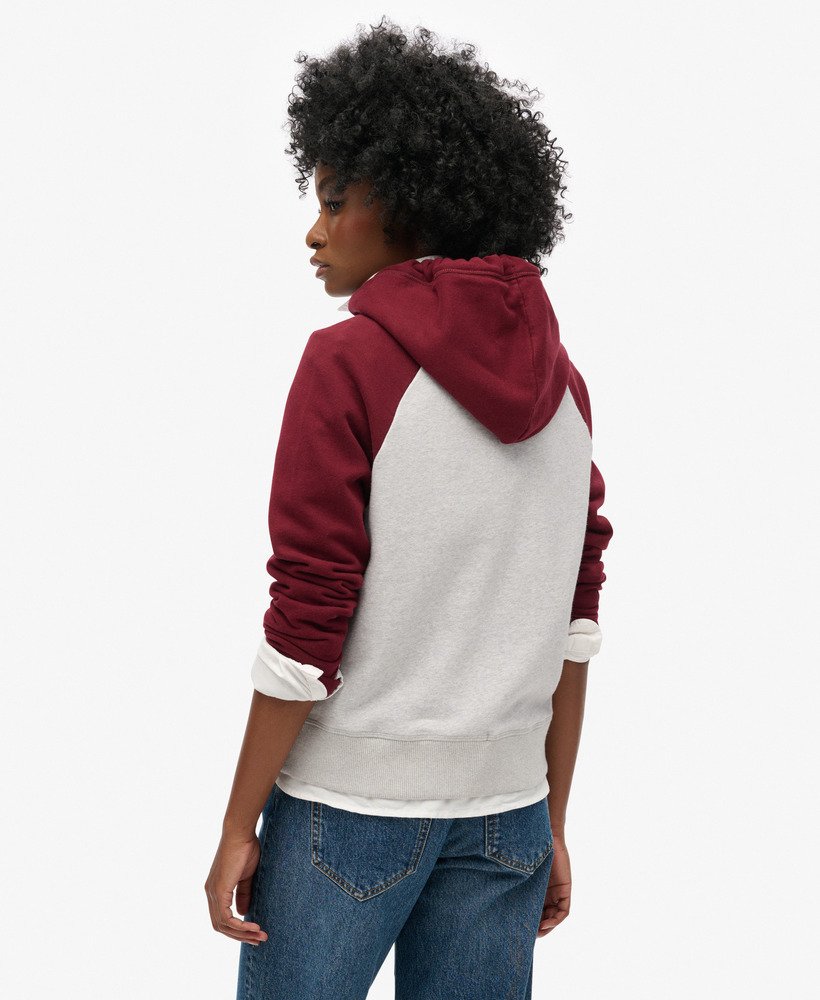moletom com zíper essential baseball em tom rico de bordôcinza glaciar mrl
