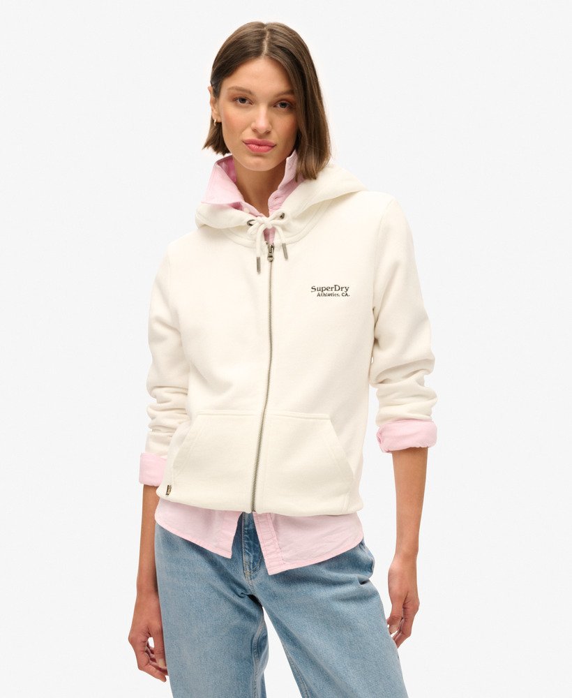 moletom com zíper e logo essencial na cor off white