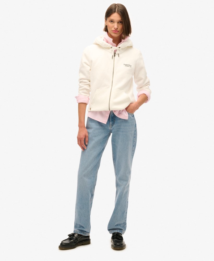 moletom com zíper e logo essencial na cor off white