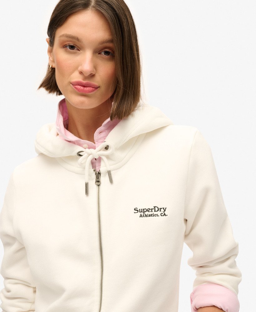 moletom com zíper e logo essencial na cor off white