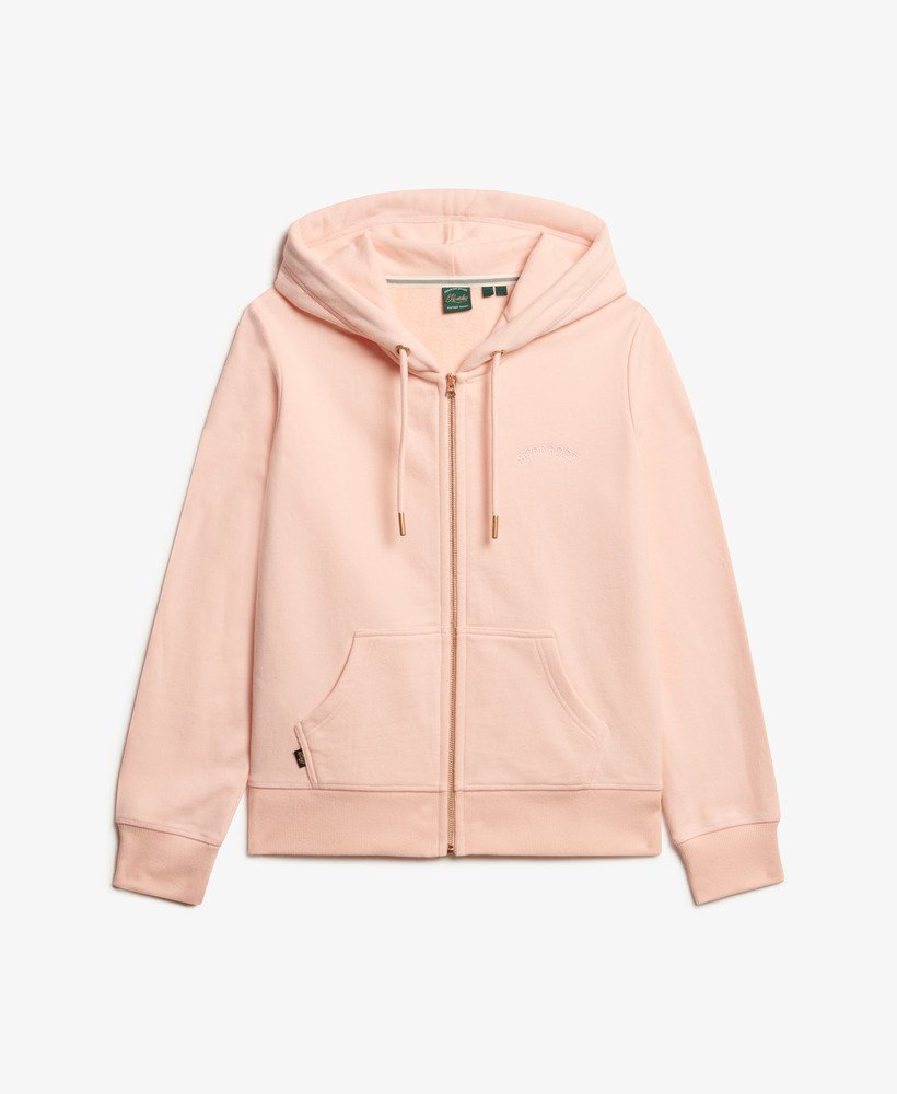 moletom com zíper e logo essencial na cor rosa claro
