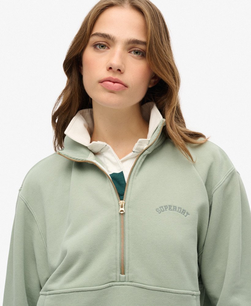 moletom essential logo oversized com meio zíper na cor verde lírio