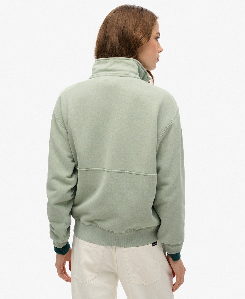 moletom essential logo oversized com meio zíper na cor verde lírio