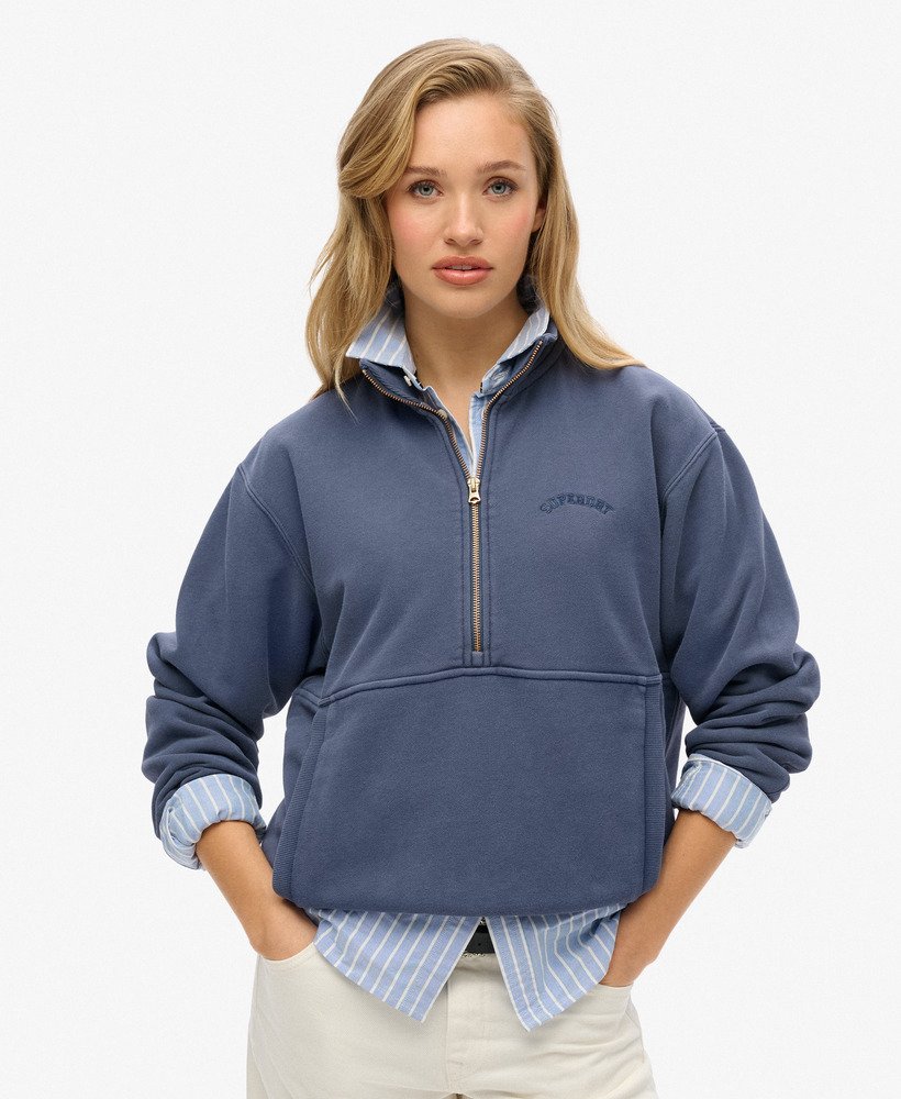 moletom essential logo oversized com meio zíper na cor lauren navy