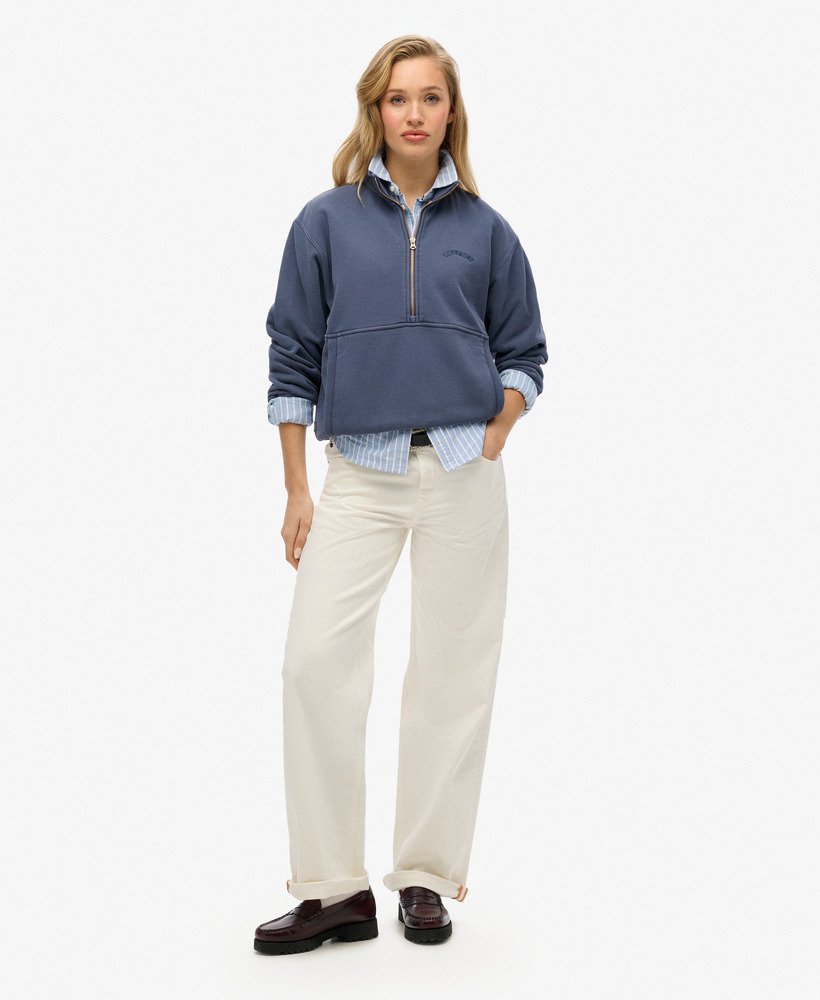 moletom essential logo oversized com meio zíper na cor lauren navy