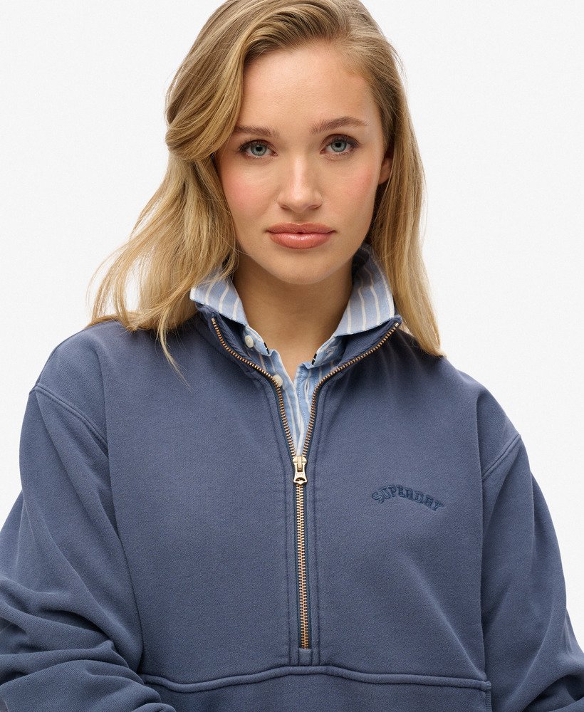 moletom essential logo oversized com meio zíper na cor lauren navy