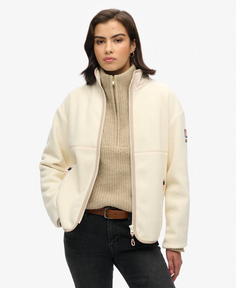 casaco polar active full zip na cor branca arroz