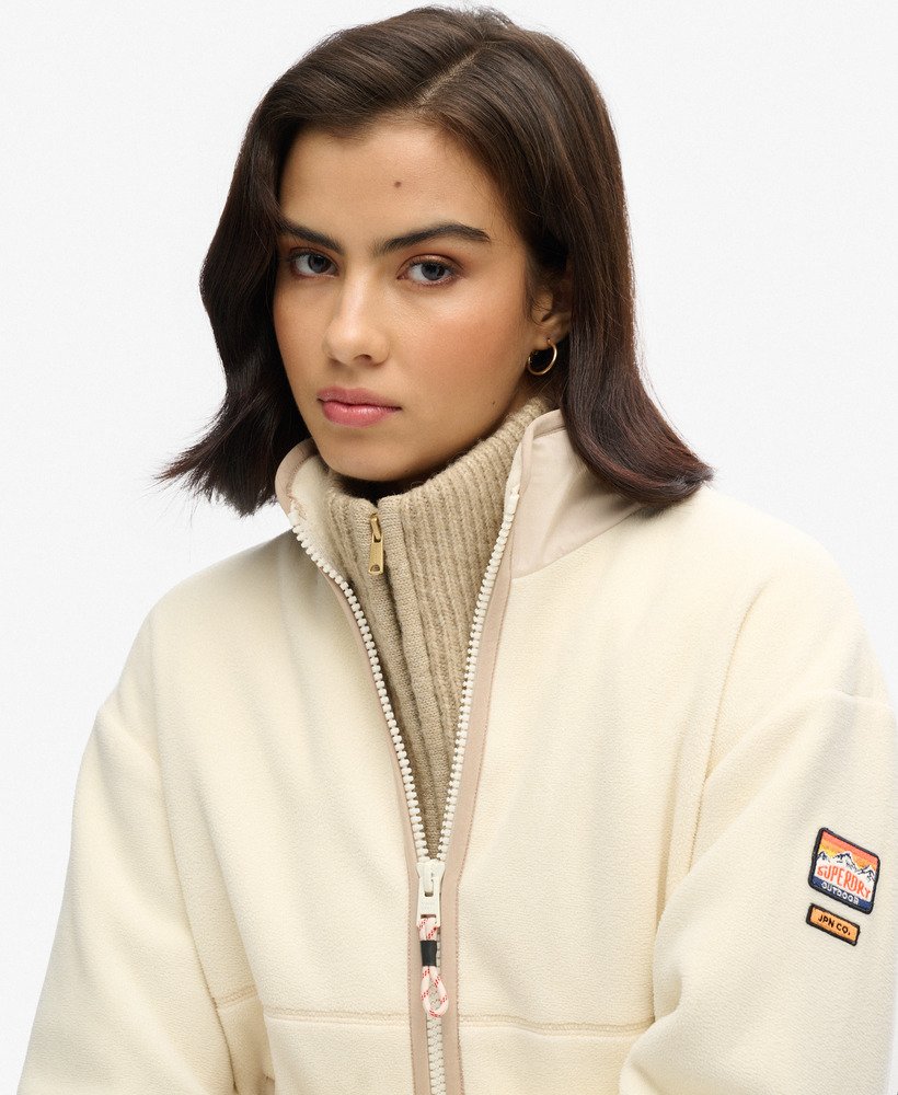 casaco polar active full zip na cor branca arroz