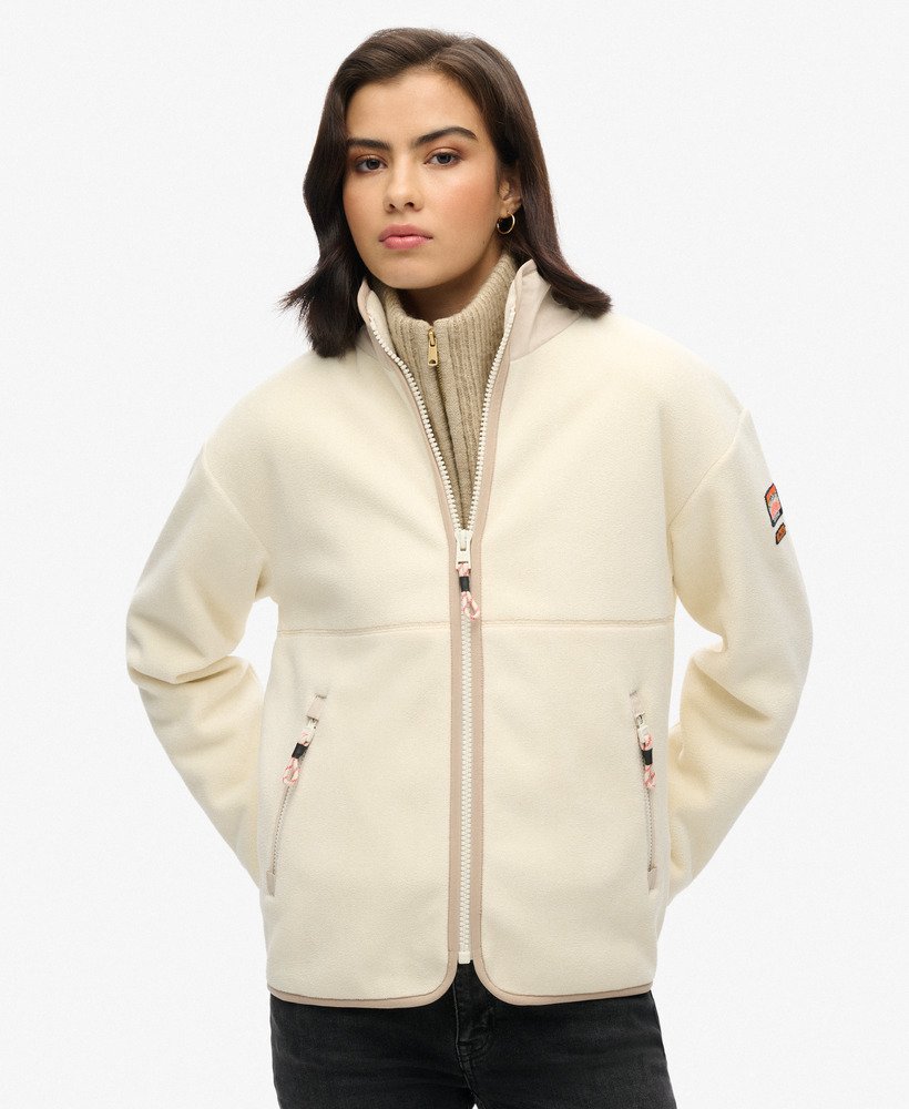 casaco polar active full zip na cor branca arroz
