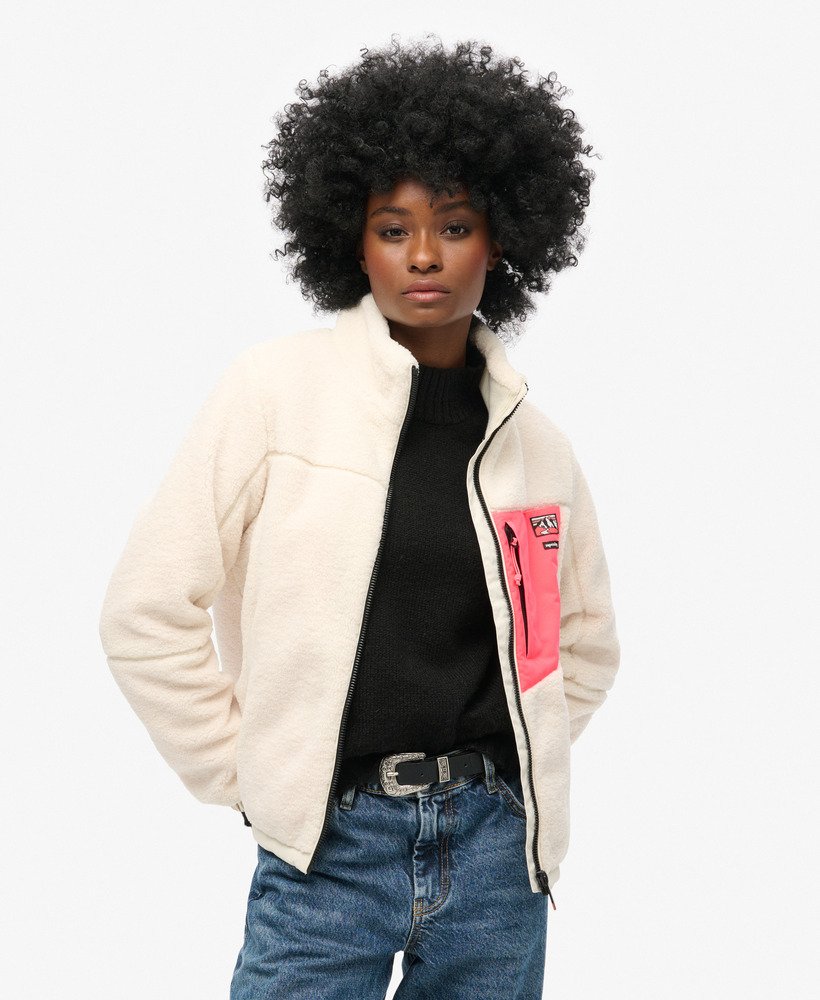 jaqueta borg sem capuz na cor off white