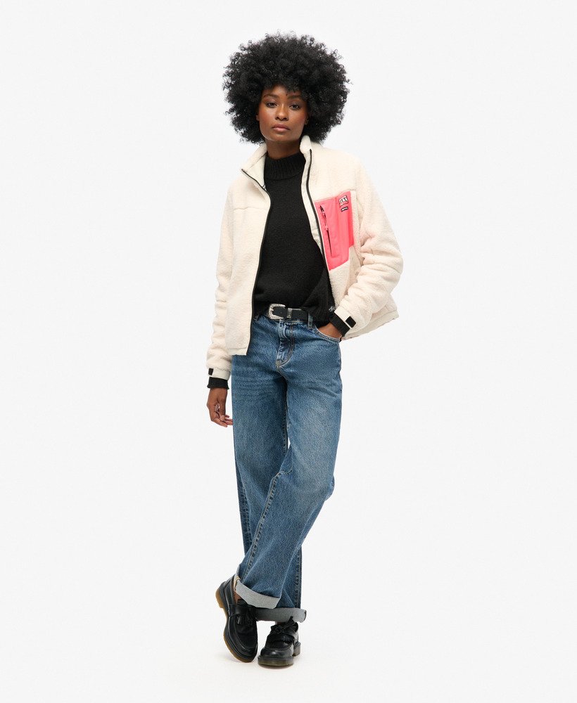 jaqueta borg sem capuz na cor off white