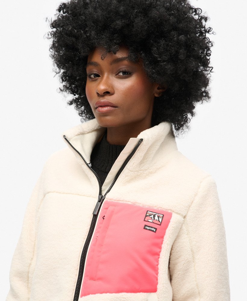 jaqueta borg sem capuz na cor off white