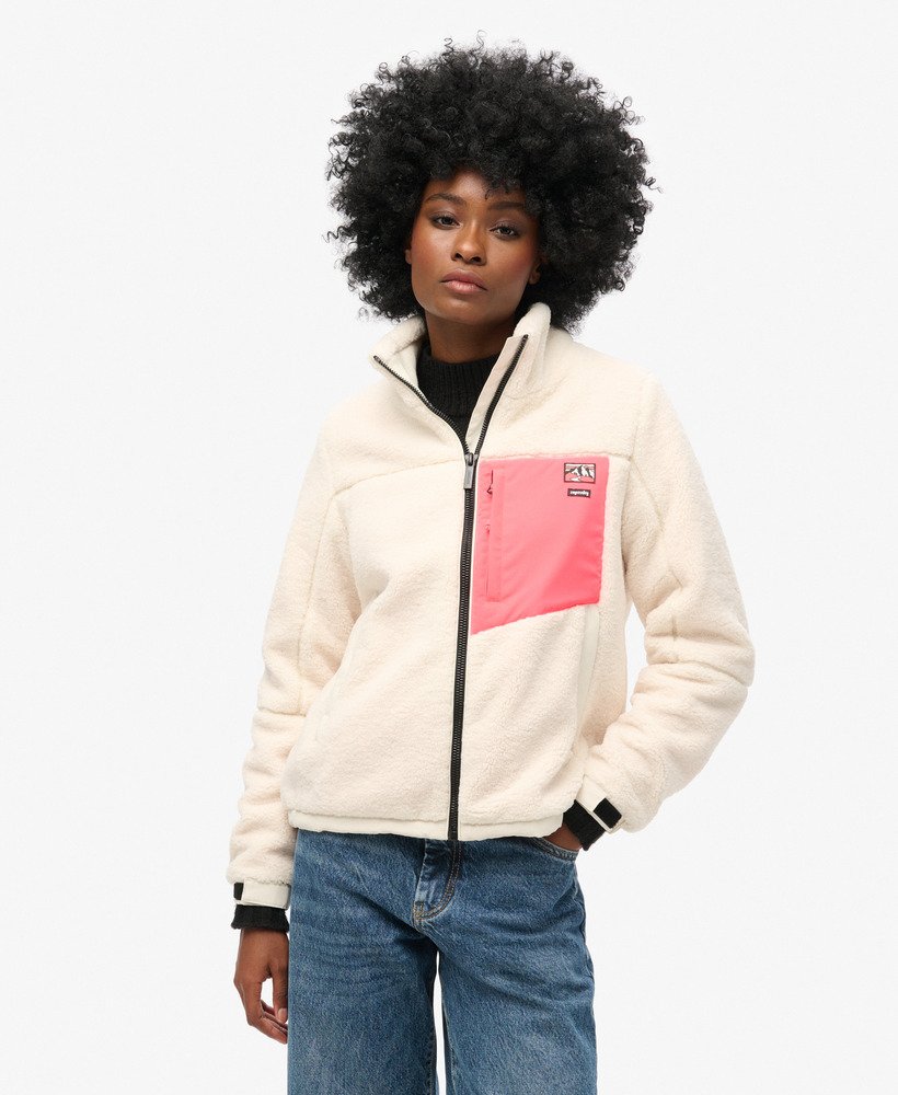 jaqueta borg sem capuz na cor off white