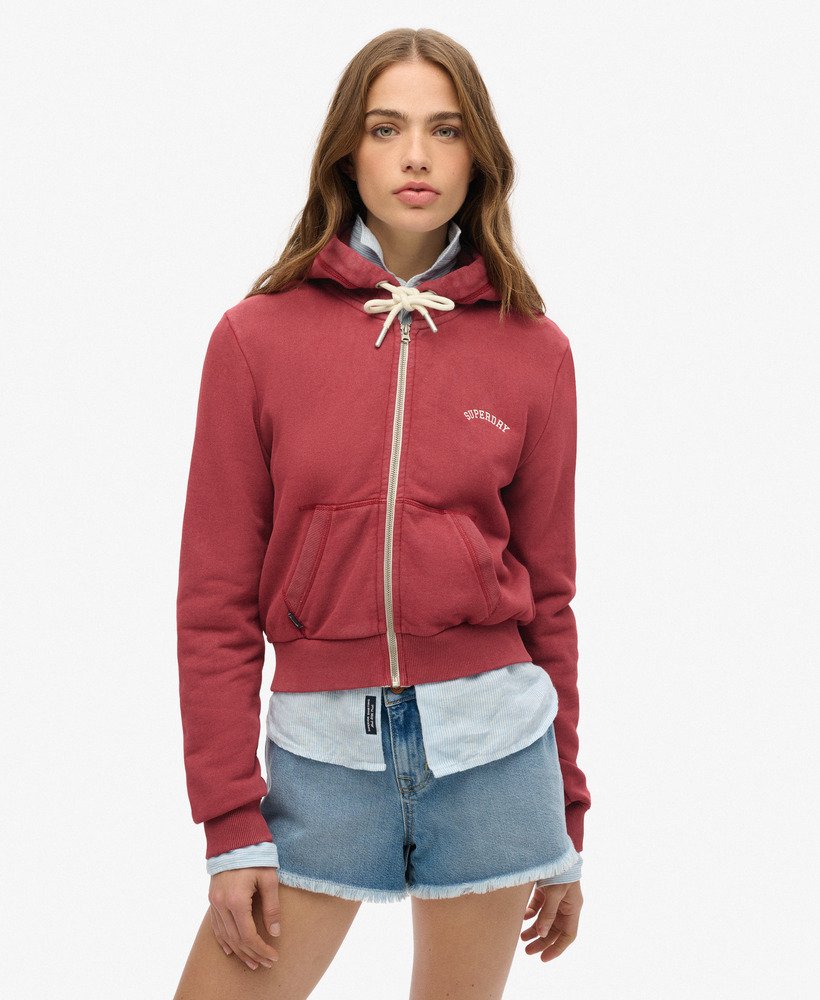 moletom cropped com zíper e logo essencial na cor vermelho bordô