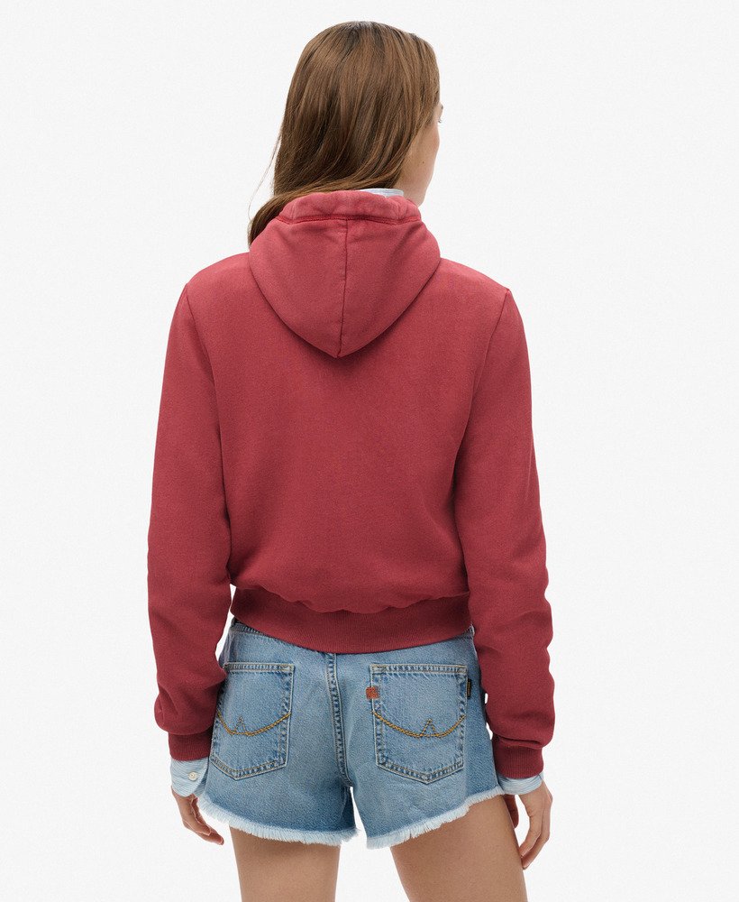 moletom cropped com zíper e logo essencial na cor vermelho bordô