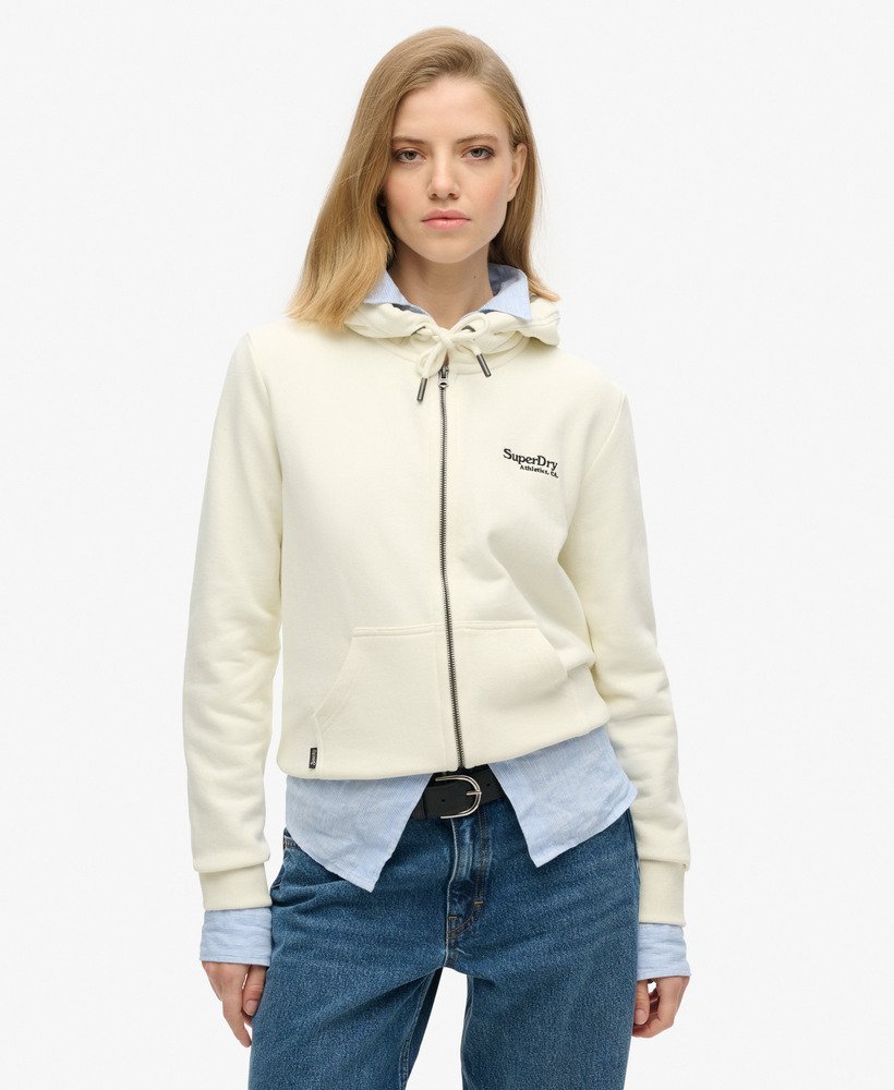 moletom com zíper e logo essencial na cor off white
