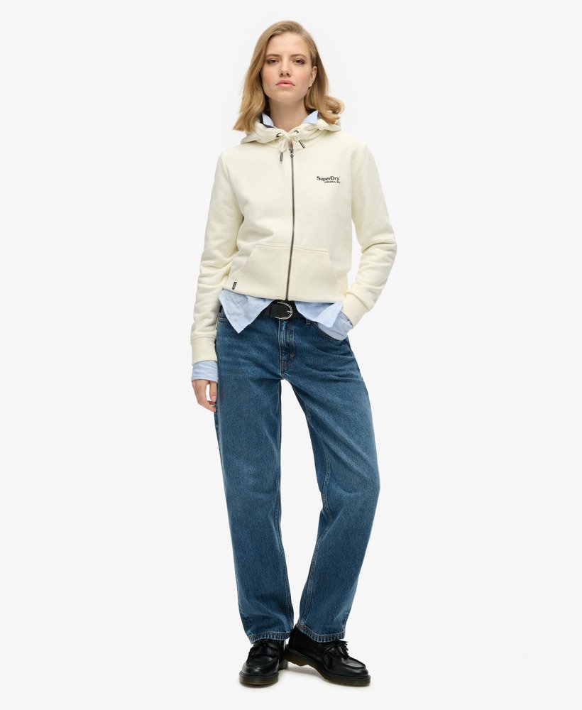 moletom com zíper e logo essencial na cor off white