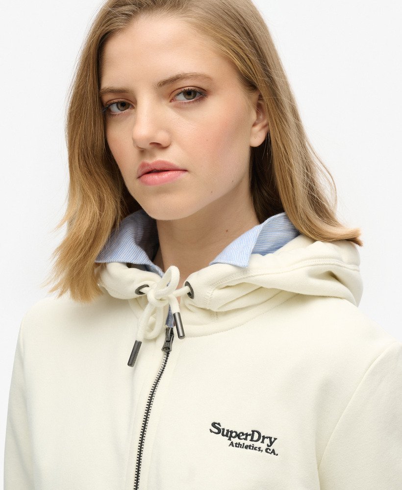 moletom com zíper e logo essencial na cor off white