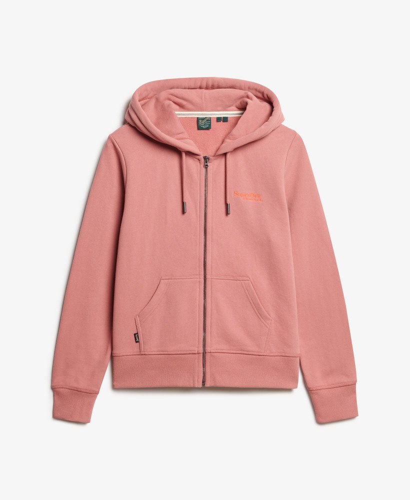 moletom com zíper e logo essencial na cor rosa acinzentado