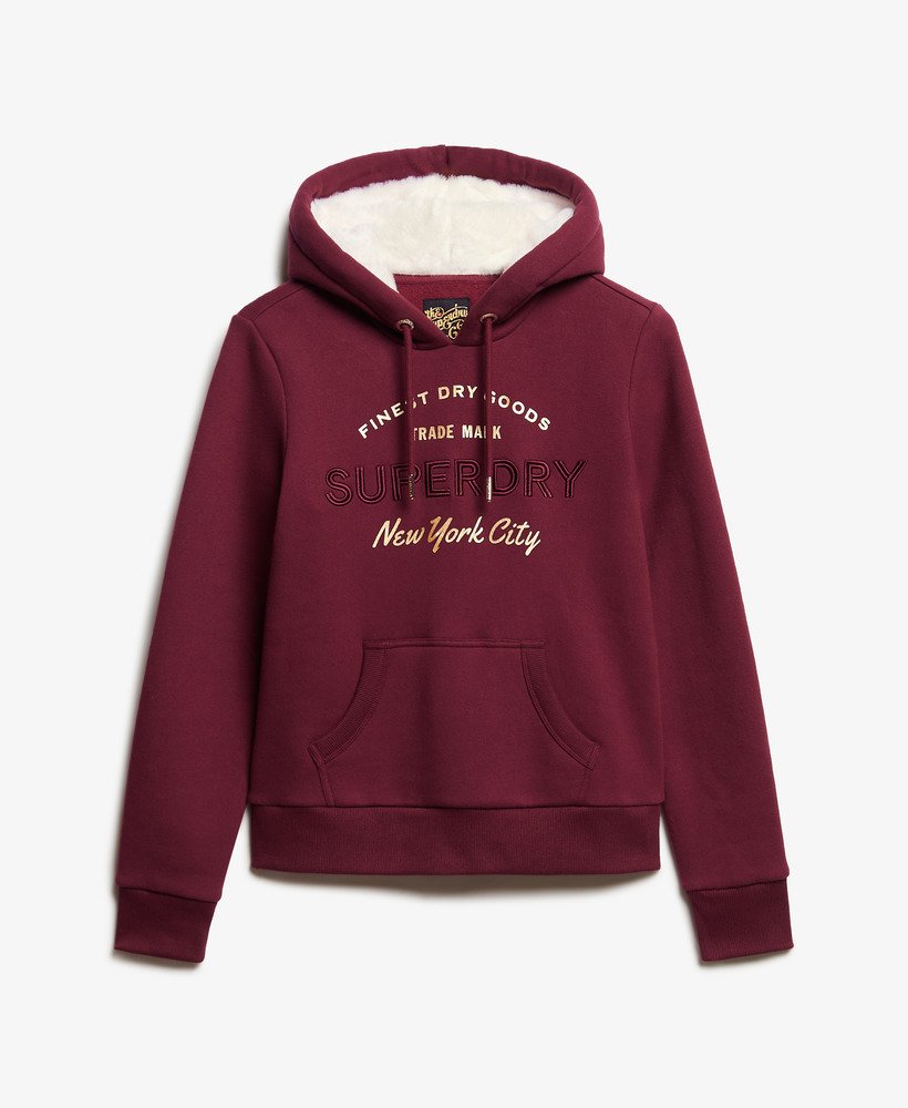 moletom com capuz luxe metallic logo na cor borgonha