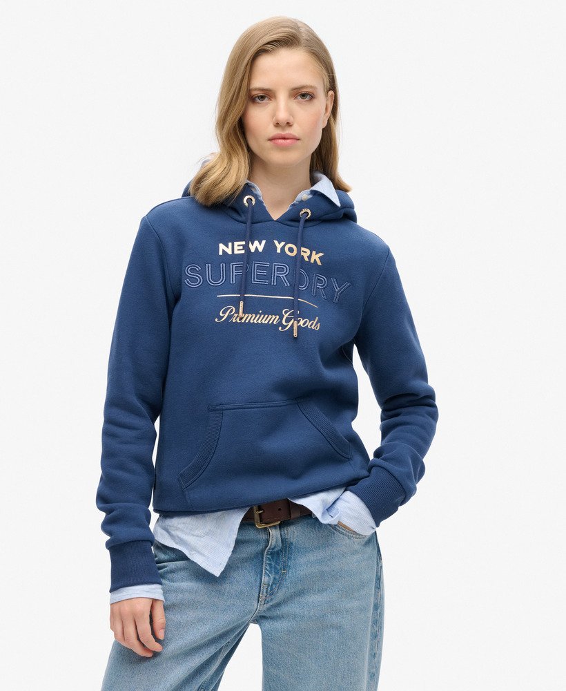moletom luxe com logo metálico na cor azul mar dos sargaços