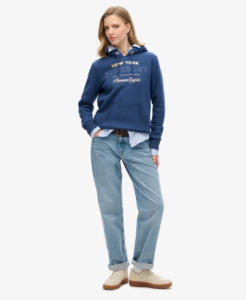 moletom luxe com logo metálico na cor azul mar dos sargaços