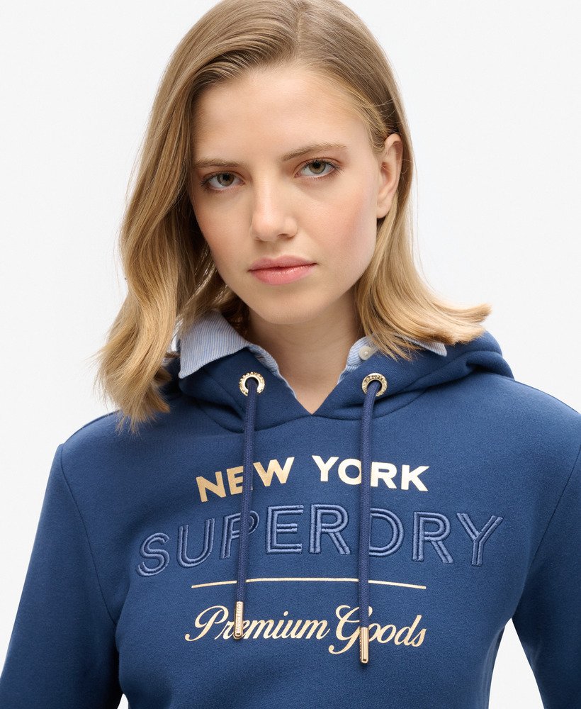 moletom luxe com logo metálico na cor azul mar dos sargaços
