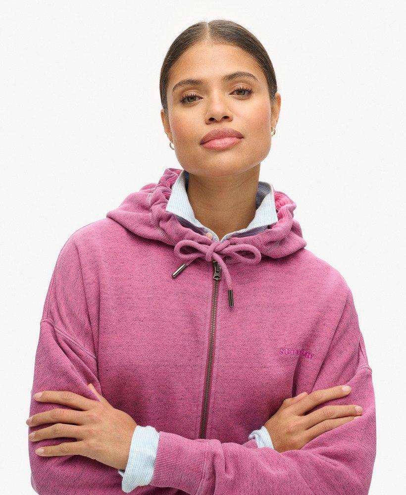 moletom com zíper e logo essential tingido em rosa choque