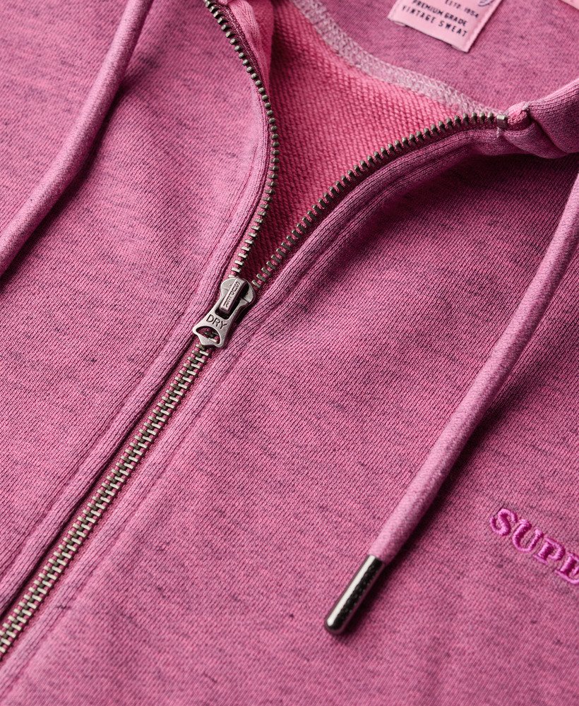 moletom com zíper e logo essential tingido em rosa choque