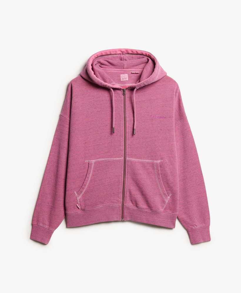 moletom com zíper e logo essential tingido em rosa choque