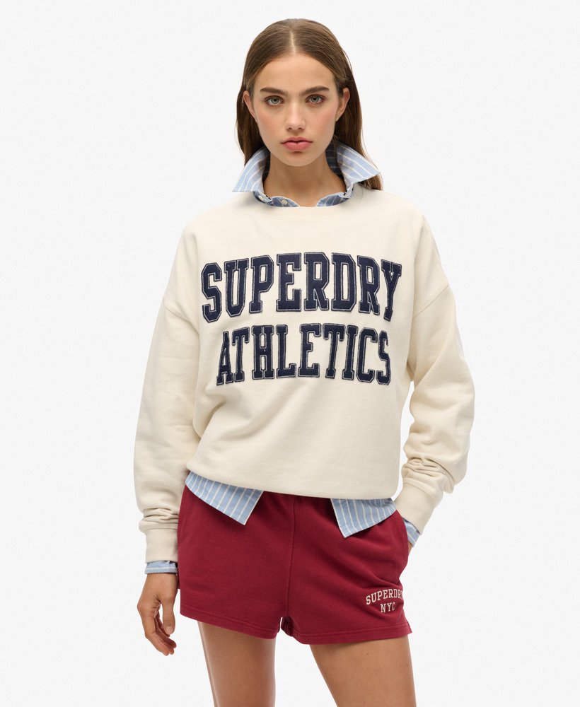 moletom athletic essentials relaxed applique na cor desert bone off white