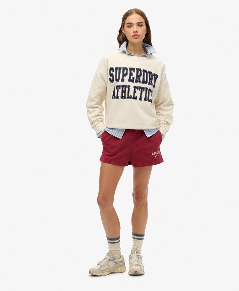 moletom athletic essentials relaxed applique na cor desert bone off white