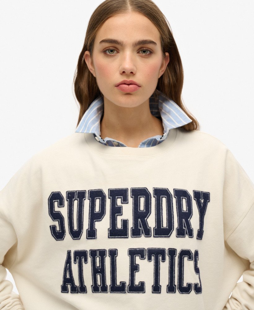 moletom athletic essentials relaxed applique na cor desert bone off white