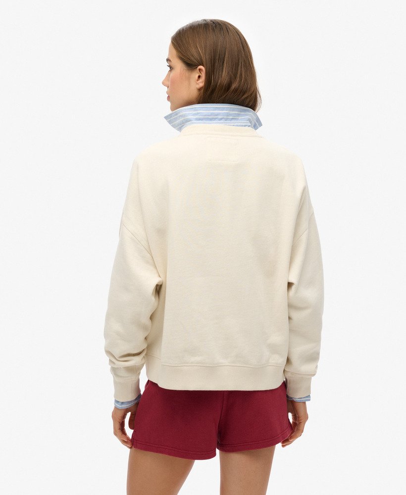 moletom athletic essentials relaxed applique na cor desert bone off white