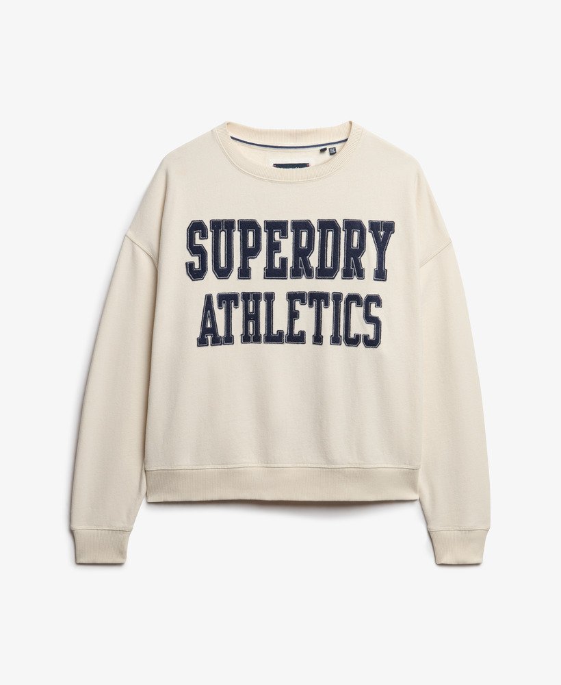 moletom athletic essentials relaxed applique na cor desert bone off white