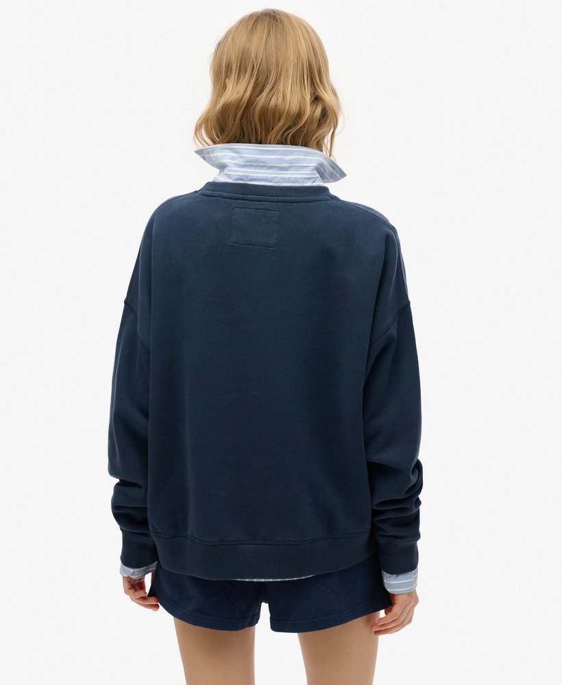 moletom athletic essentials relaxed applique na cor azul marinho mais intenso.